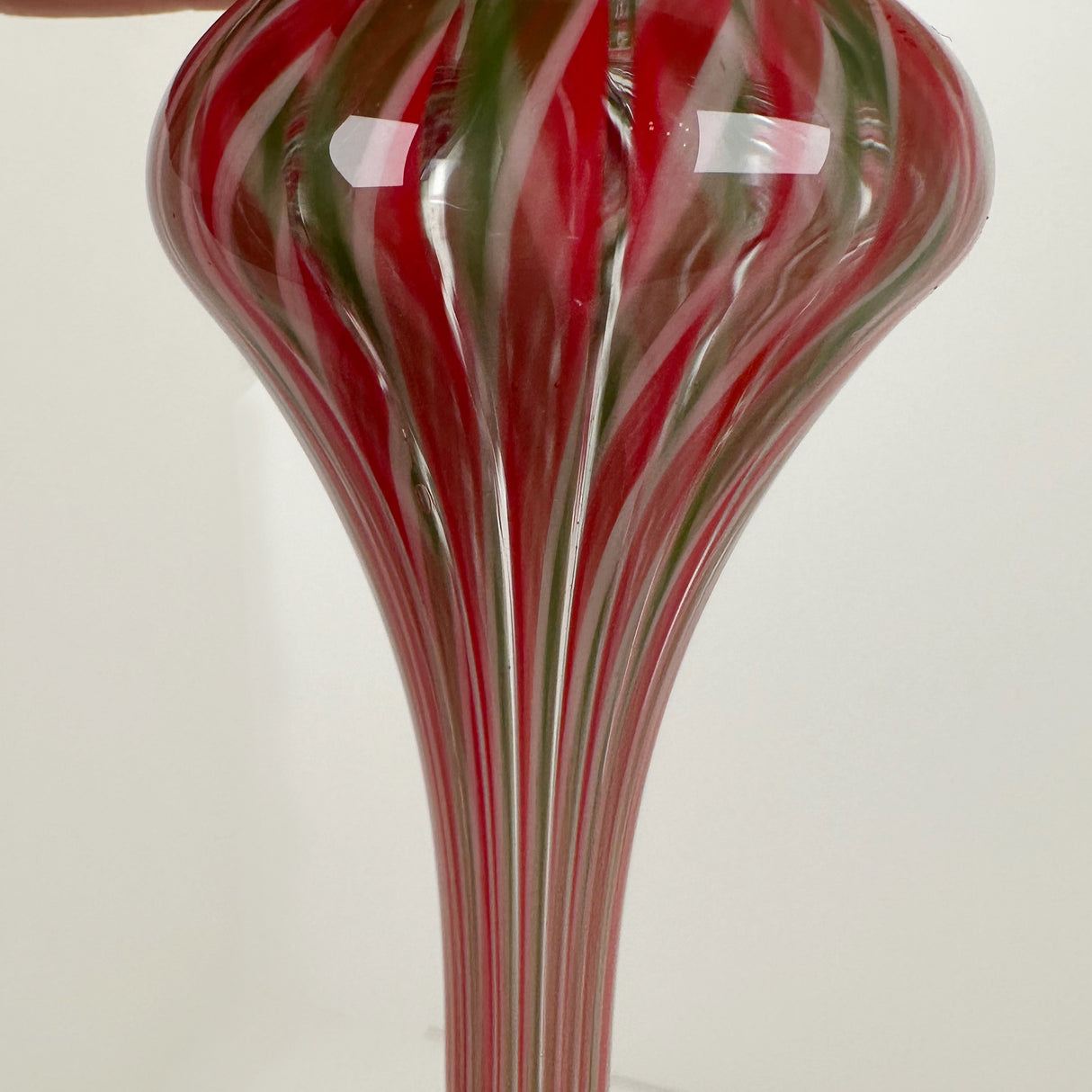 Red & Green Swirl Handblown Glass Ornament- D | Jay Slack