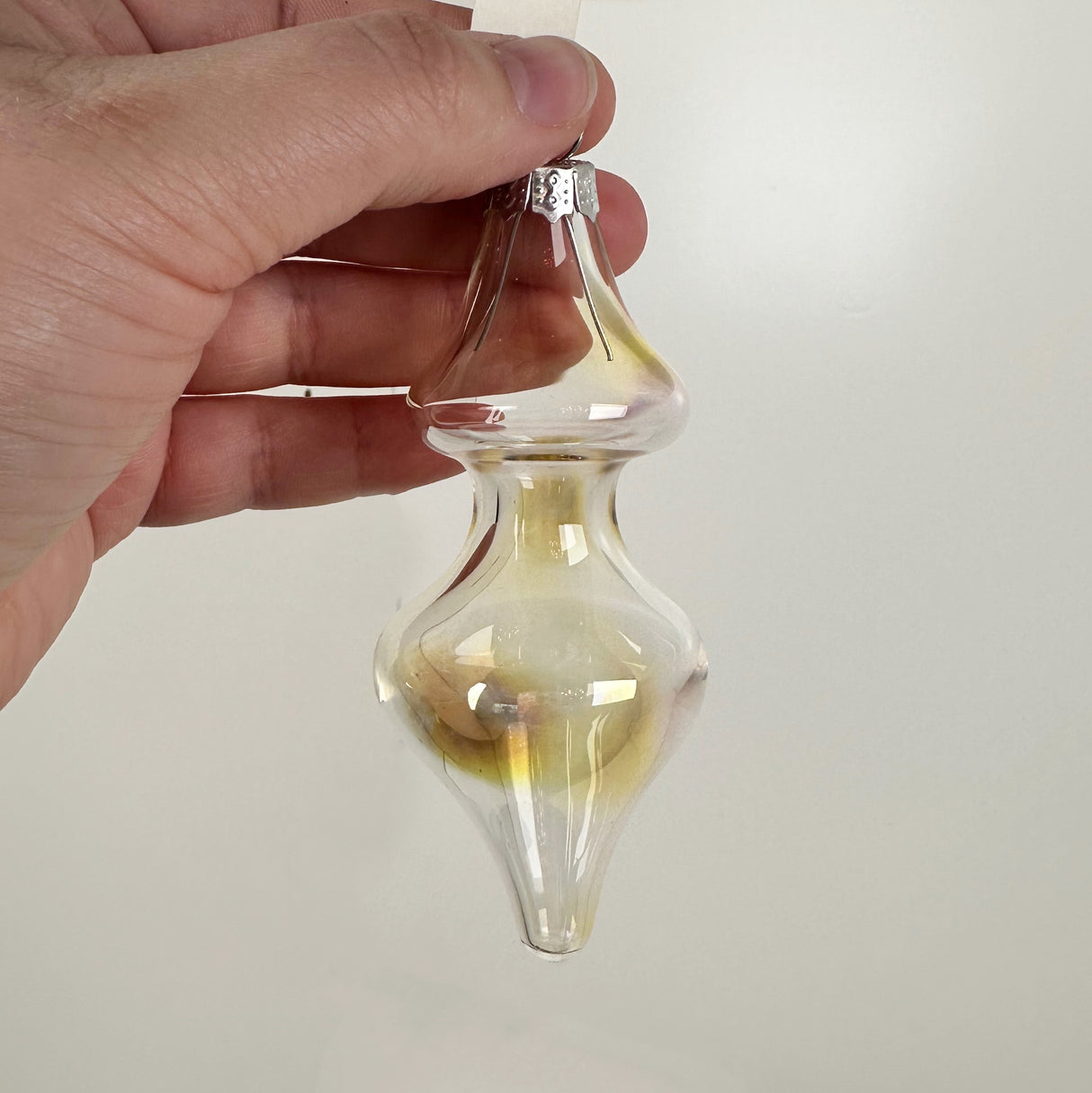 Yellow Tinted Swirl Handblown Glass Ornament- C | Jay Slack