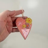 Pink Sparkle Heart Ornament- A | Lazy Clay Lady