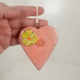 Pink Sparkle Heart Ornament- B | Lazy Clay Lady