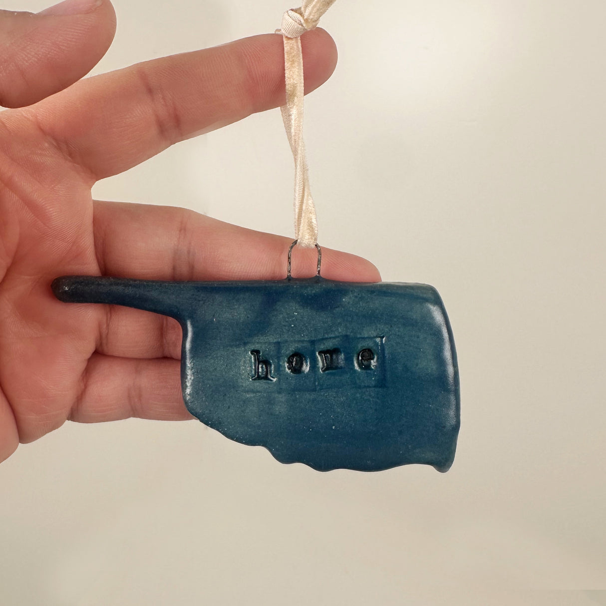 Blue Oklahoma Shaped Ornament with "Home" Text- B | Lazy Clay Lady