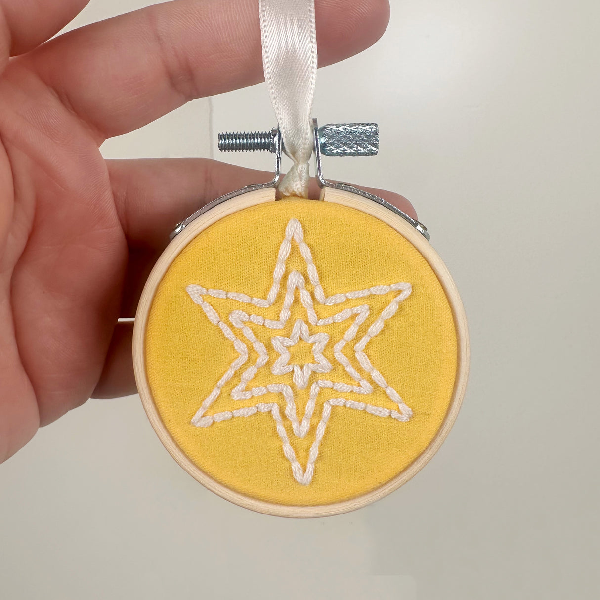 Embroidery Hoop Ornament with Embroidered Star- A | Dangit Design