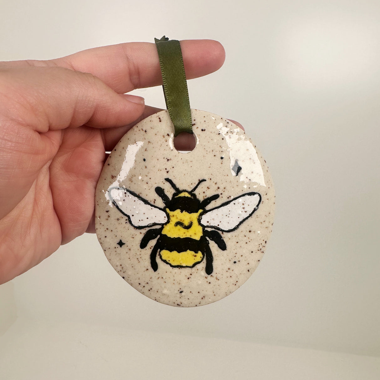 Speckled Bee Ceramic Ornament | Dangit Design