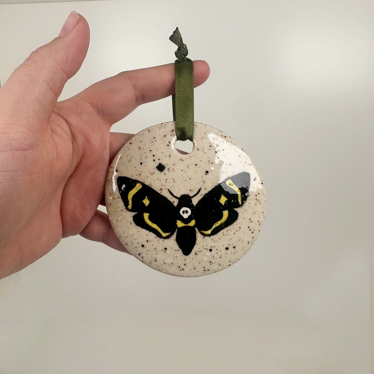 Speckled Death's Head Moth Ceramic Ornament | Dangit Design