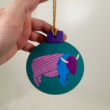 Painted Collage Buffalo Ornament- Multiple Styles Available | Jackie Myers Art