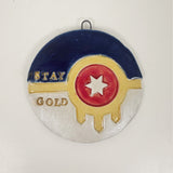 Protest "Stay Gold" Ceramic Tulsa Ornament | Bunnyfoot Pottery