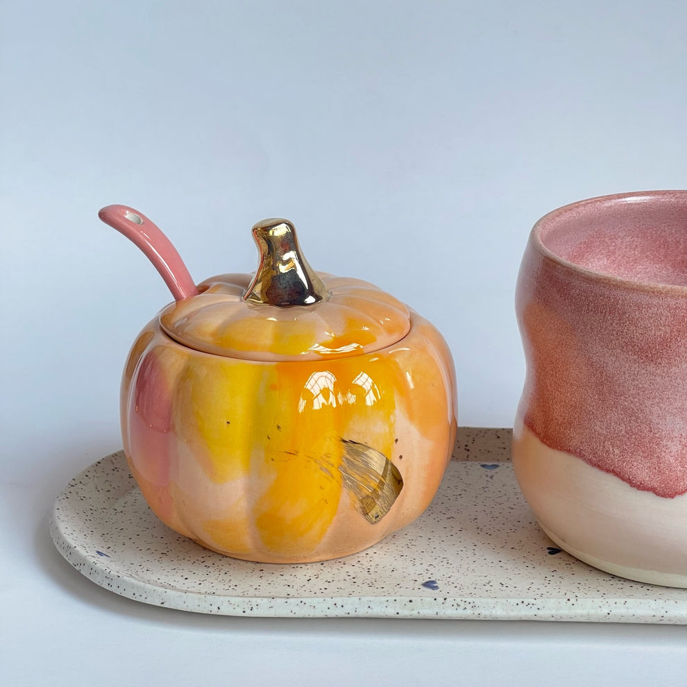 Pumpkin Sugar Pot & Spoon – Ruby Clay Company