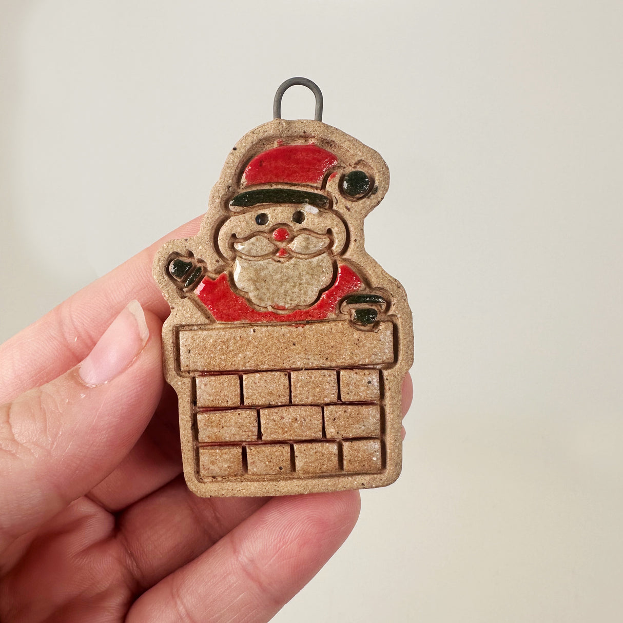 Ceramic Mini Santa in Chimney Ornament | Bunnyfoot Pottery