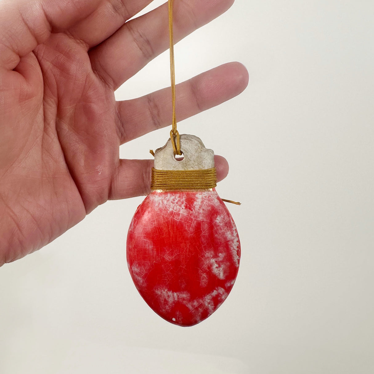 Red Ceramic Christmas Light Bulb Ornament | Lisa Goldfarb