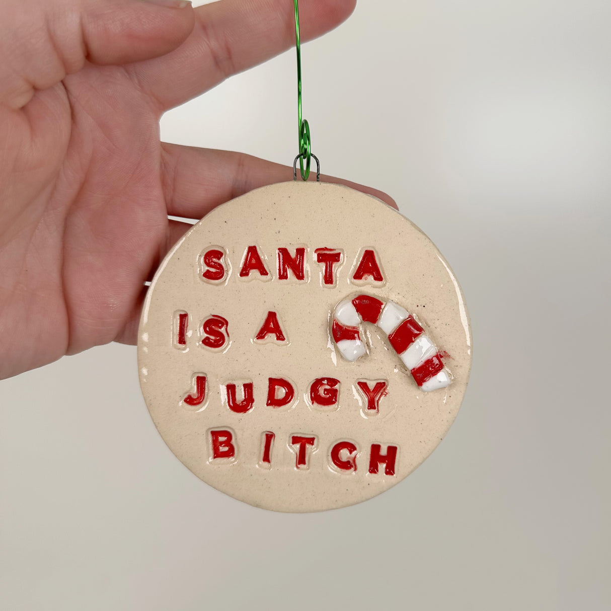Santa is Judgy Ceramic Ornament | Molly Jensen