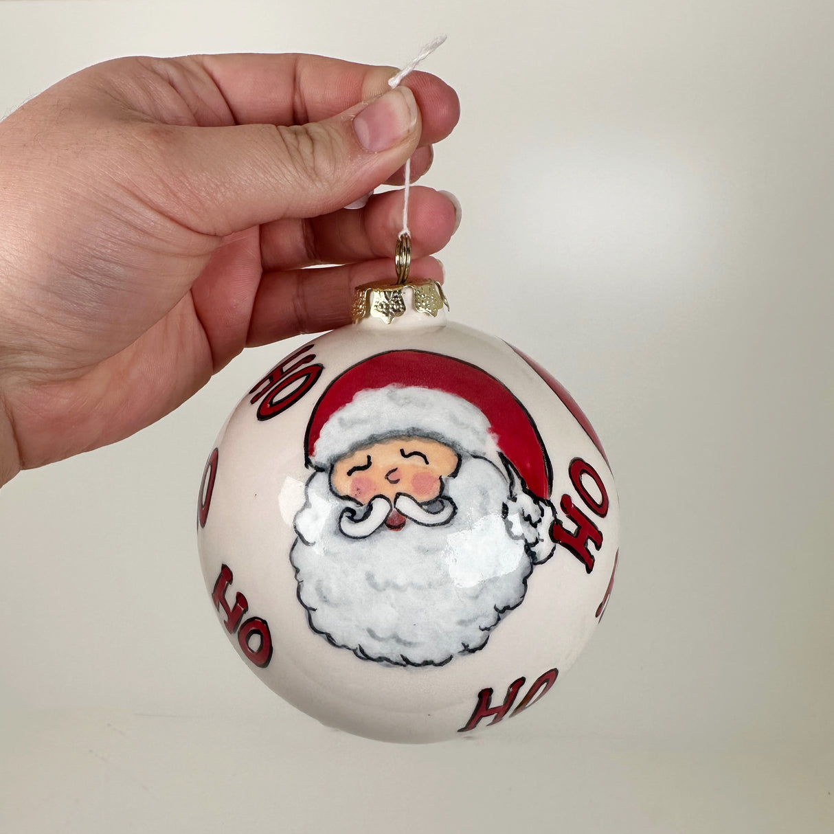 Santa Ceramic Globe Ornament | Sherry Strickland