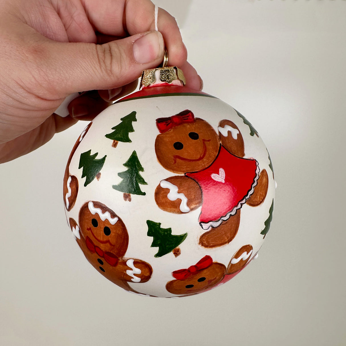 Gingerbread & Tree Ceramic Globe Ornament | Sherry Strickland