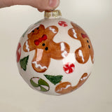 Gingerbread & Peppermint Ceramic Globe Ornament | Sherry Strickland