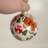 Gingerbread & Peppermint Ceramic Globe Ornament | Sherry Strickland