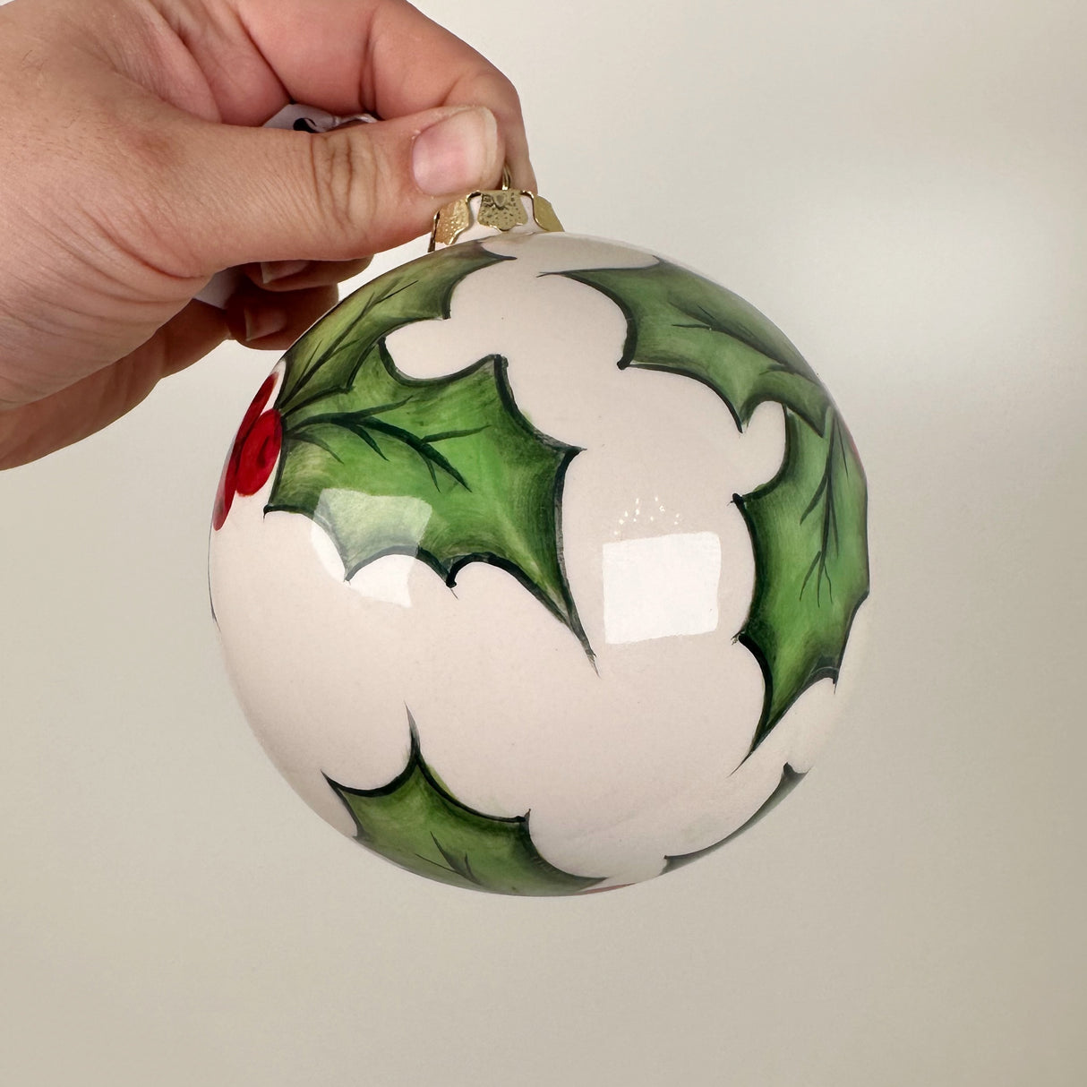 All Over Mistletoe Ceramic Globe Ornament | Sherry Strickland