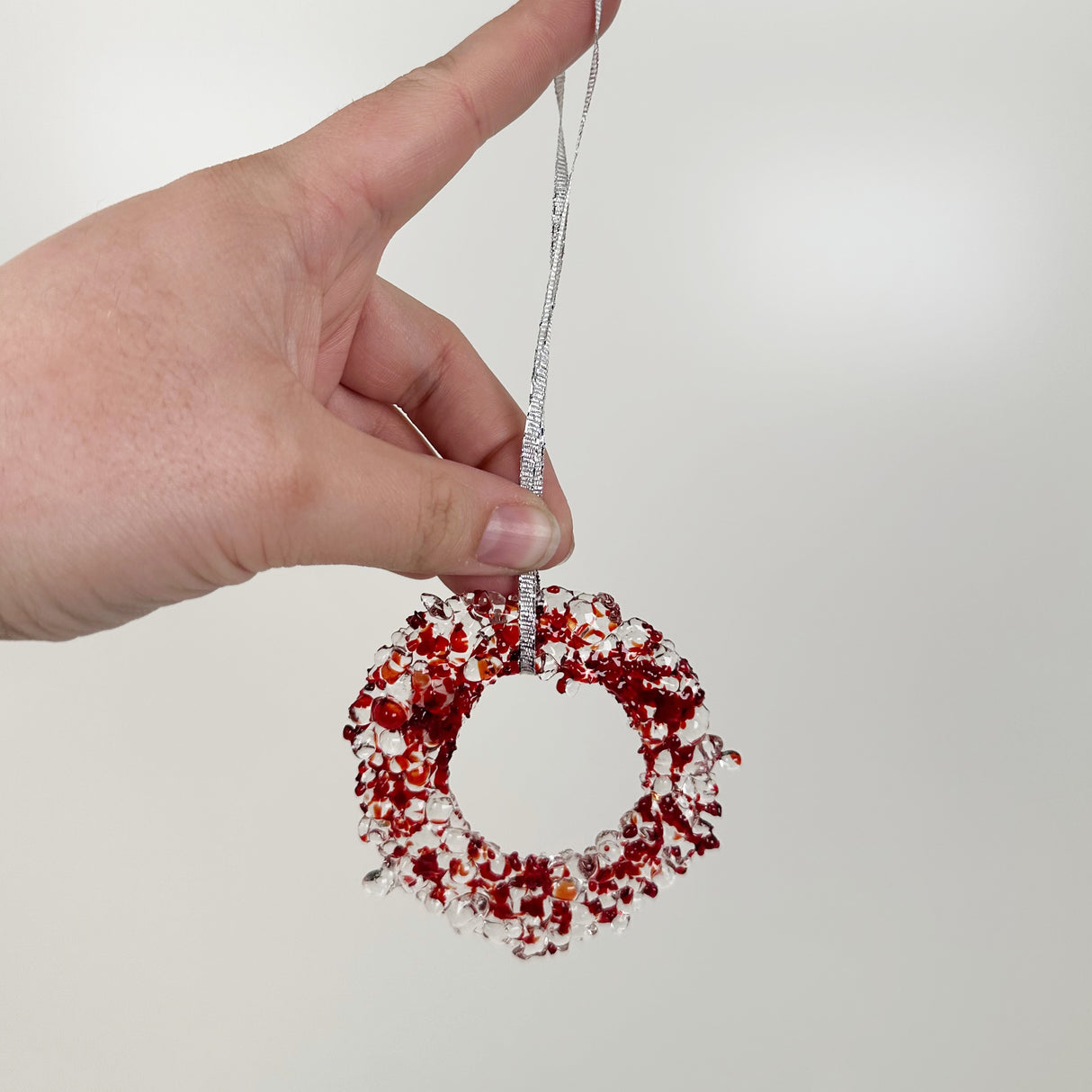 Red & Orange Fused Glass Wreath Ornament | Figments of Imagination