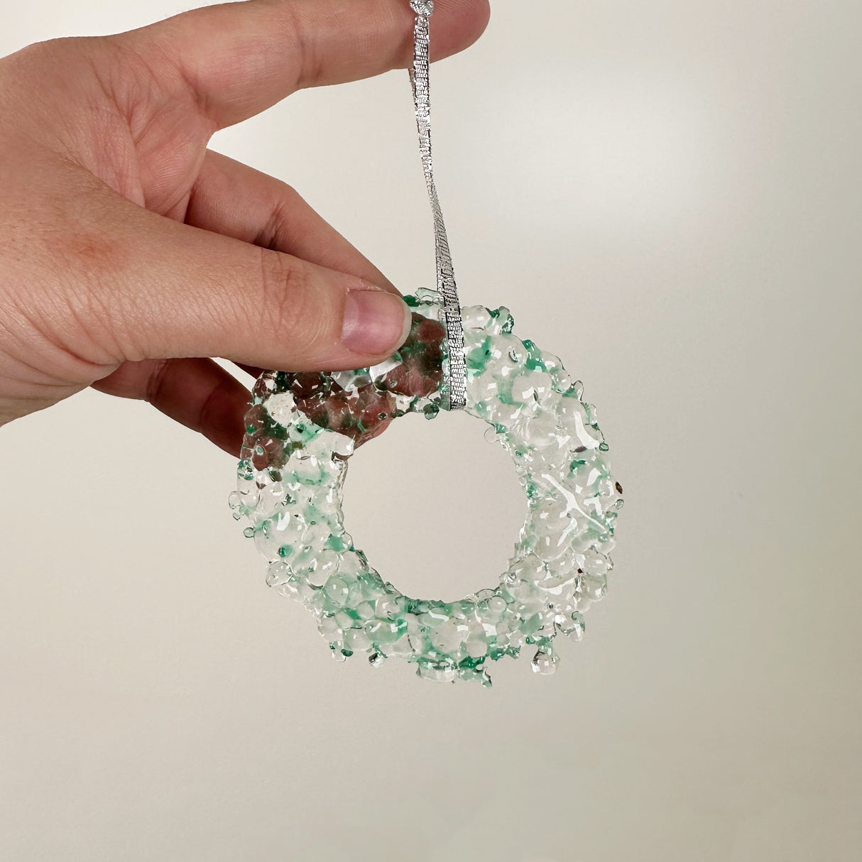 Teal Fused Glass Wreath Ornament | Figments of Imagination