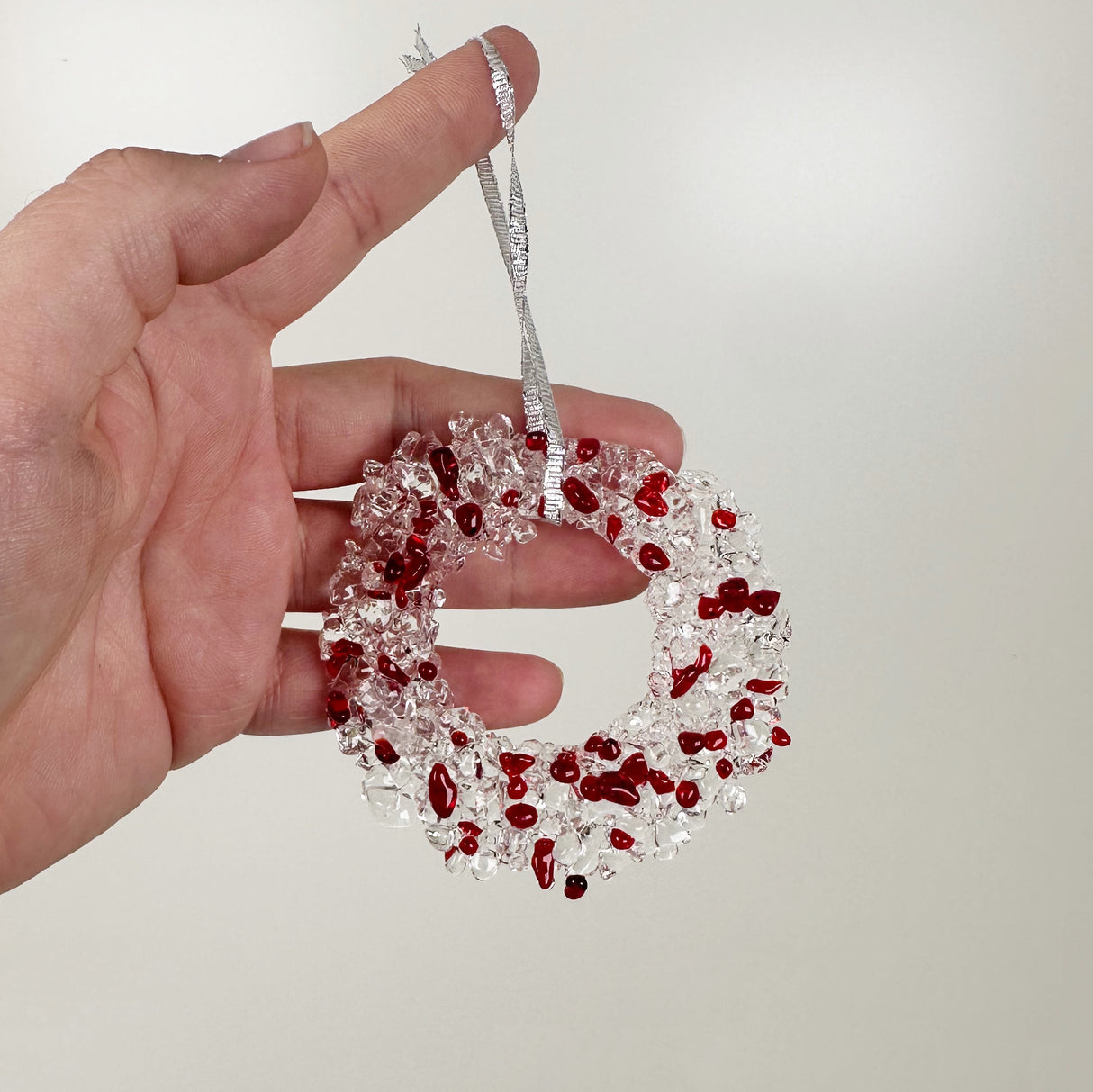 Red Fused Glass Wreath Ornament | Figments of Imagination