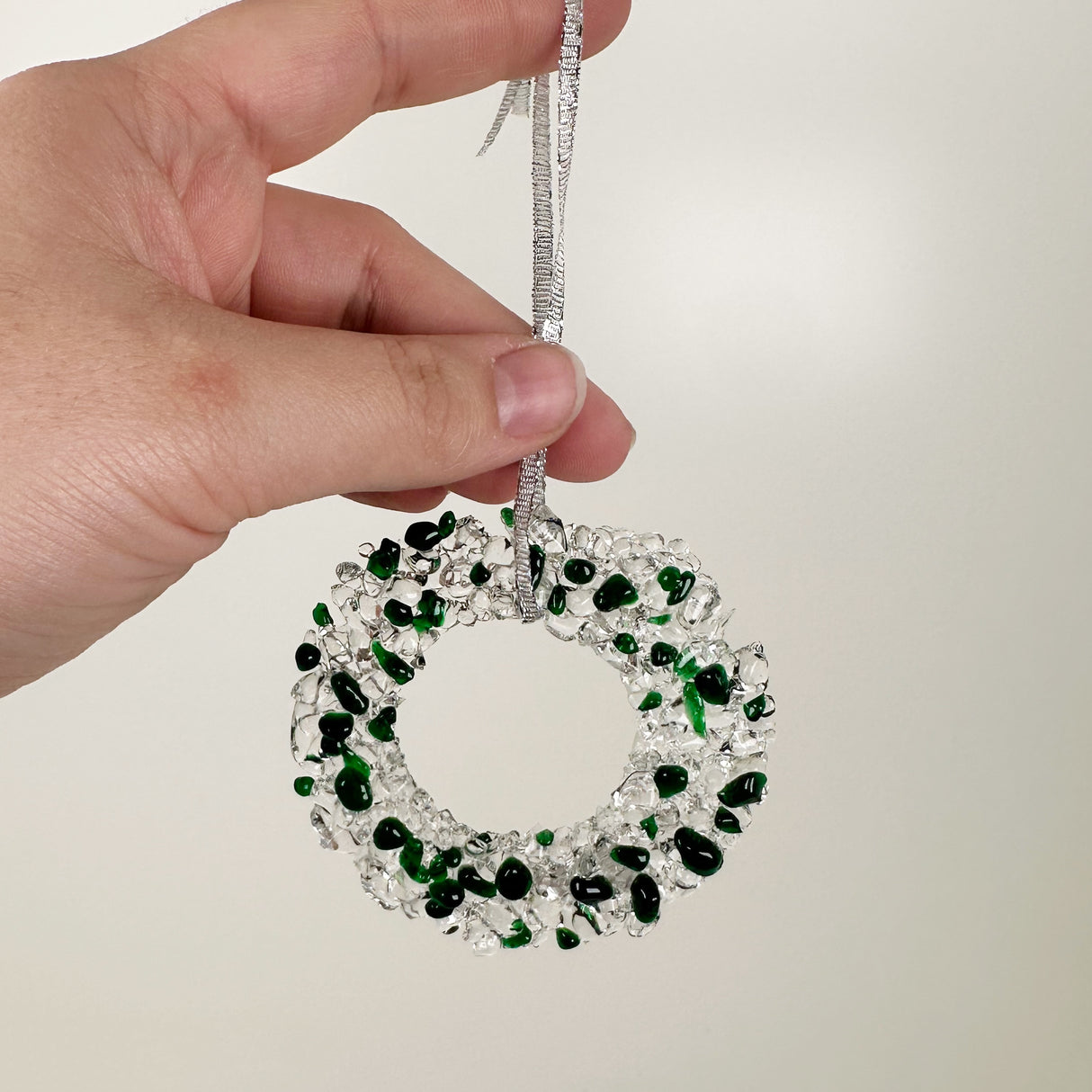 Dark Green Fused Glass Wreath Ornament | Figments of Imagination
