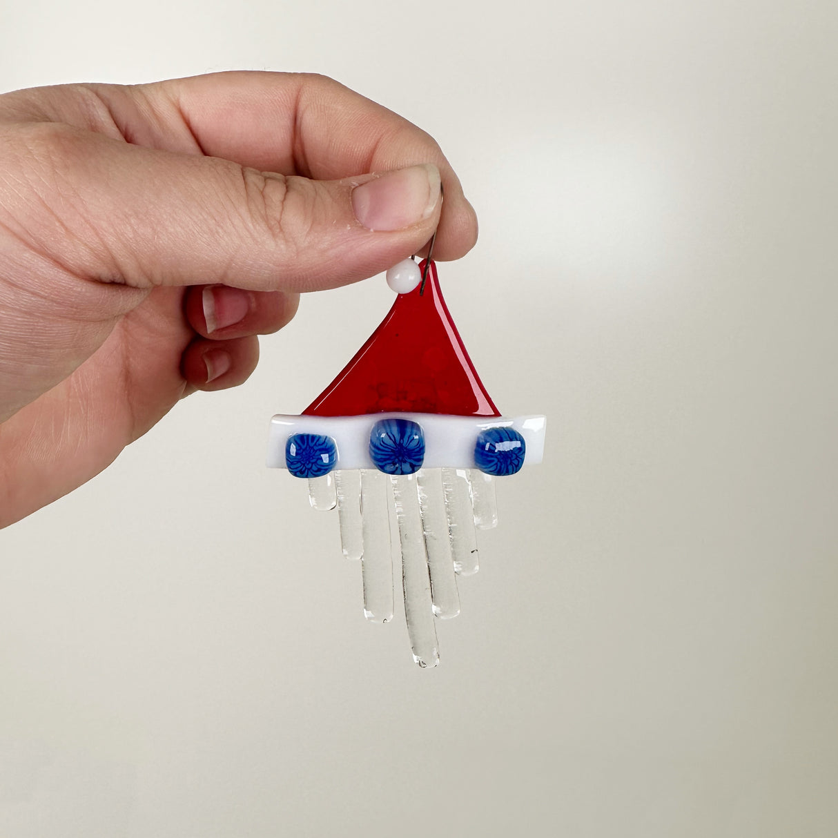 Santa Hat Fused Glass Ornament- Multiple Styles Available | Figments of Imagination
