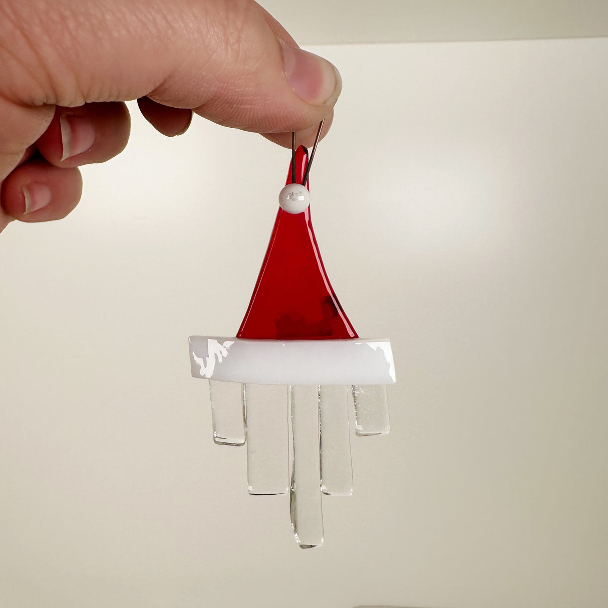 Santa Hat Fused Glass Ornament- Multiple Styles Available | Figments of Imagination