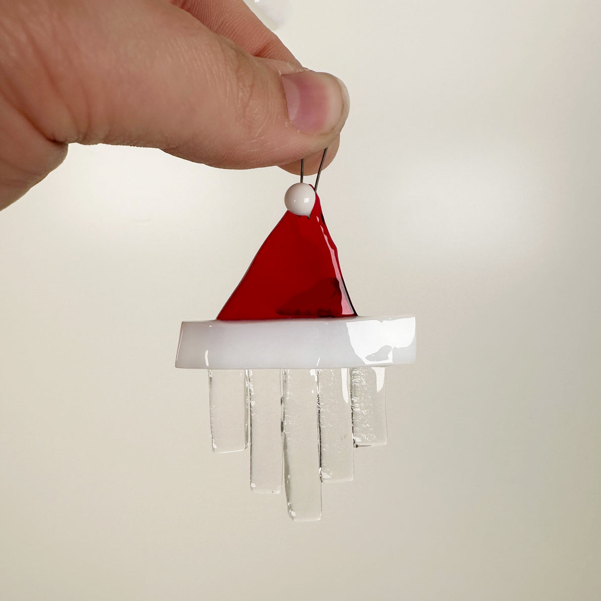 Santa Hat Fused Glass Ornament- Multiple Styles Available | Figments of Imagination