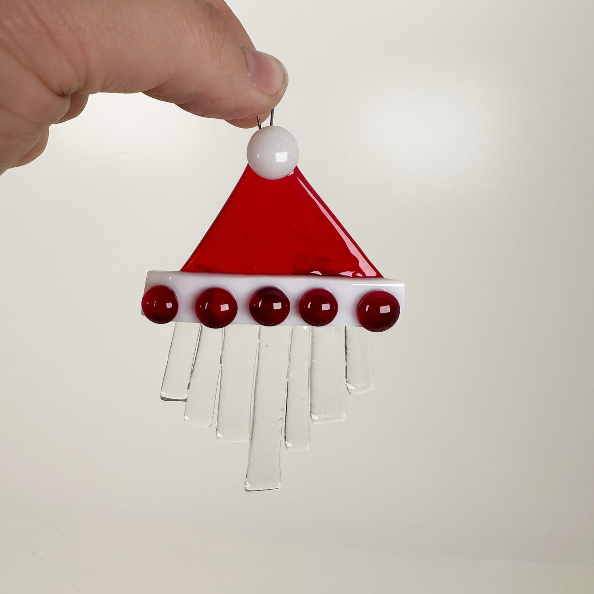 Santa Hat Fused Glass Ornament- Multiple Styles Available | Figments of Imagination