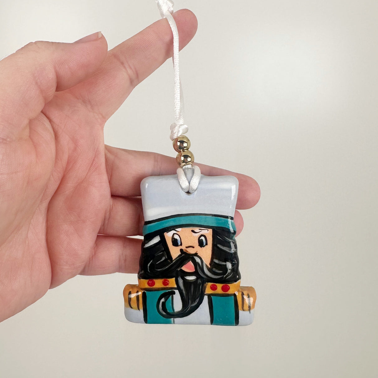 Handpainted Light Blue Nutcracker Ornament | Poppy Chick Studio