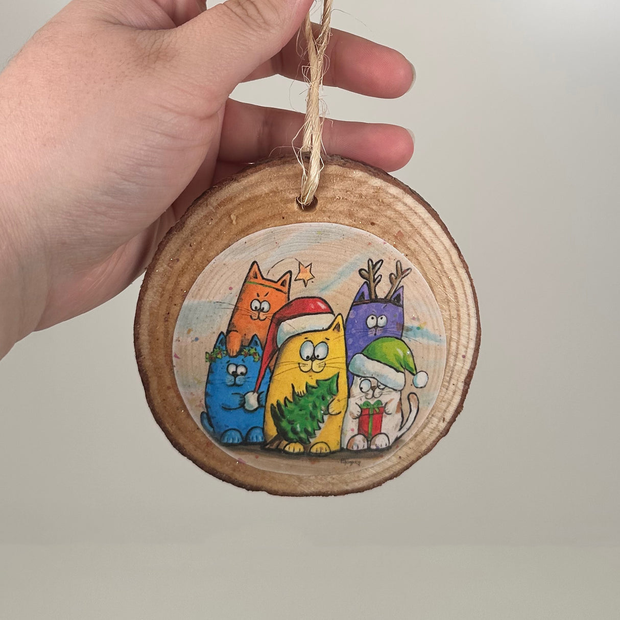 Group of Cats Wooden Ornaments | F Thompson