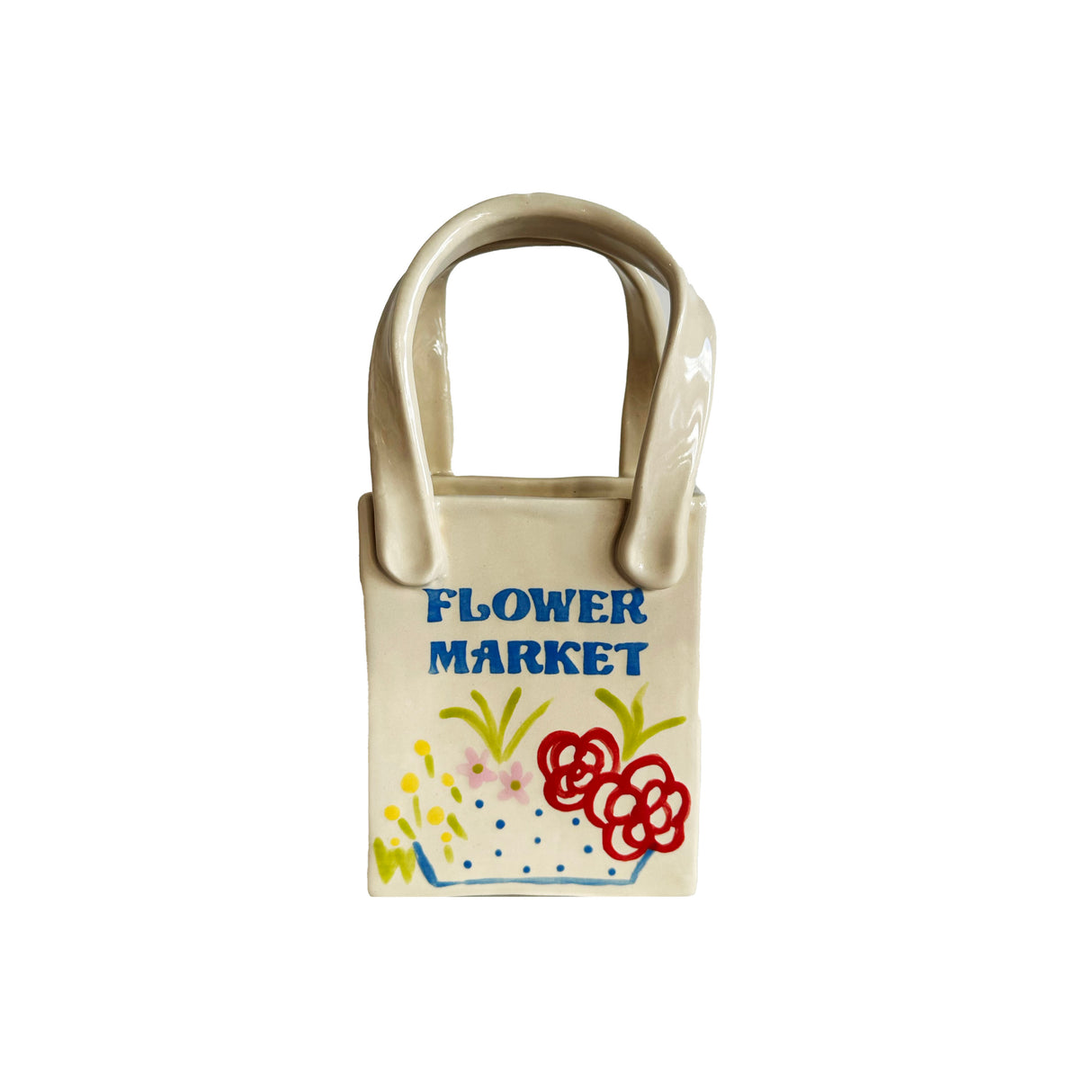 Flower Market Tote Bag Bud Vase Featuring Handpainted Artwork