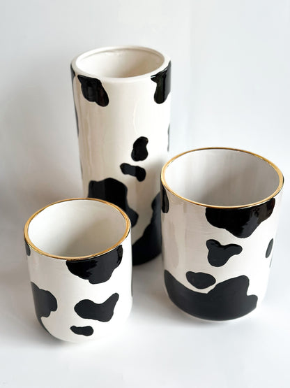 Cow Print Large Vase/Utensil Holder