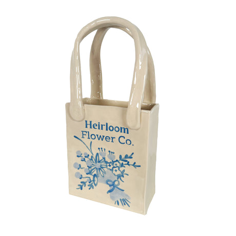 Heirloom Flower Medium Tote Bag Vase Featuring Handpainted Artwork