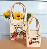 Berry Farm Medium Tote Bag Vase Featuring Handpainted Artwork
