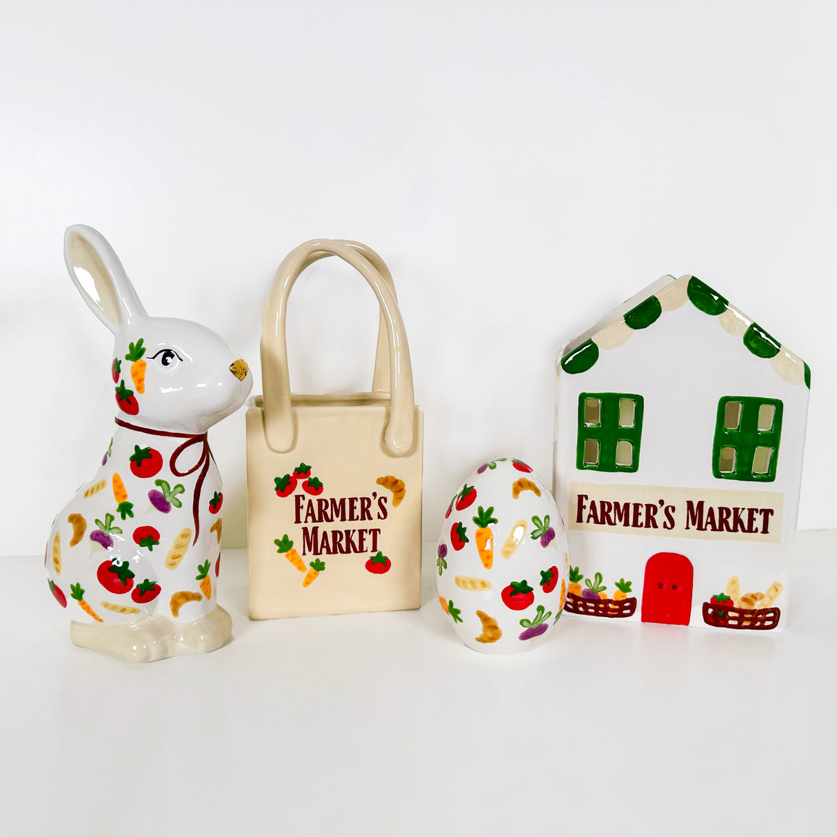 Farmer's Market Tote Bag Bud Vase Featuring Handpainted Artwork