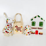 Farmer's Market Tote Bag Bud Vase Featuring Handpainted Artwork