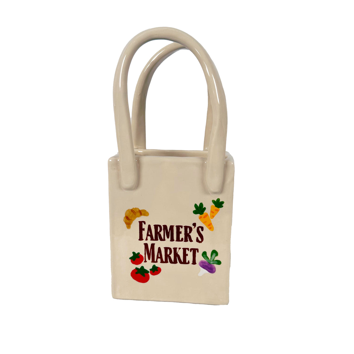 Farmer's Market Tote Bag Bud Vase Featuring Handpainted Artwork