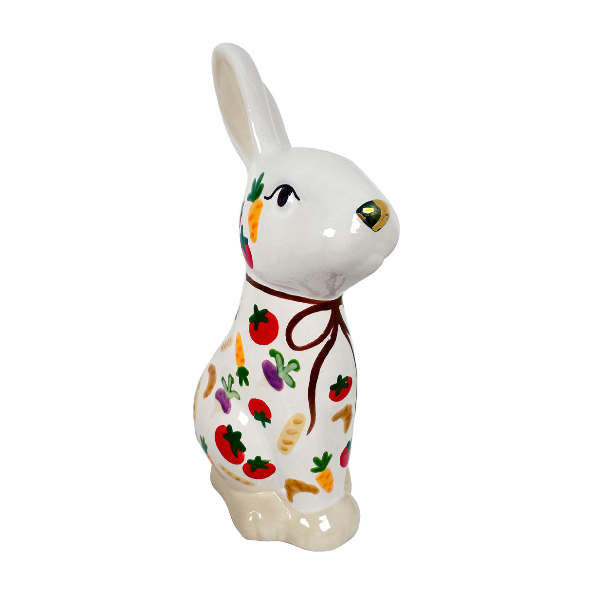Hand Painted Farmer's Market Bunny with 22k Gold Accents