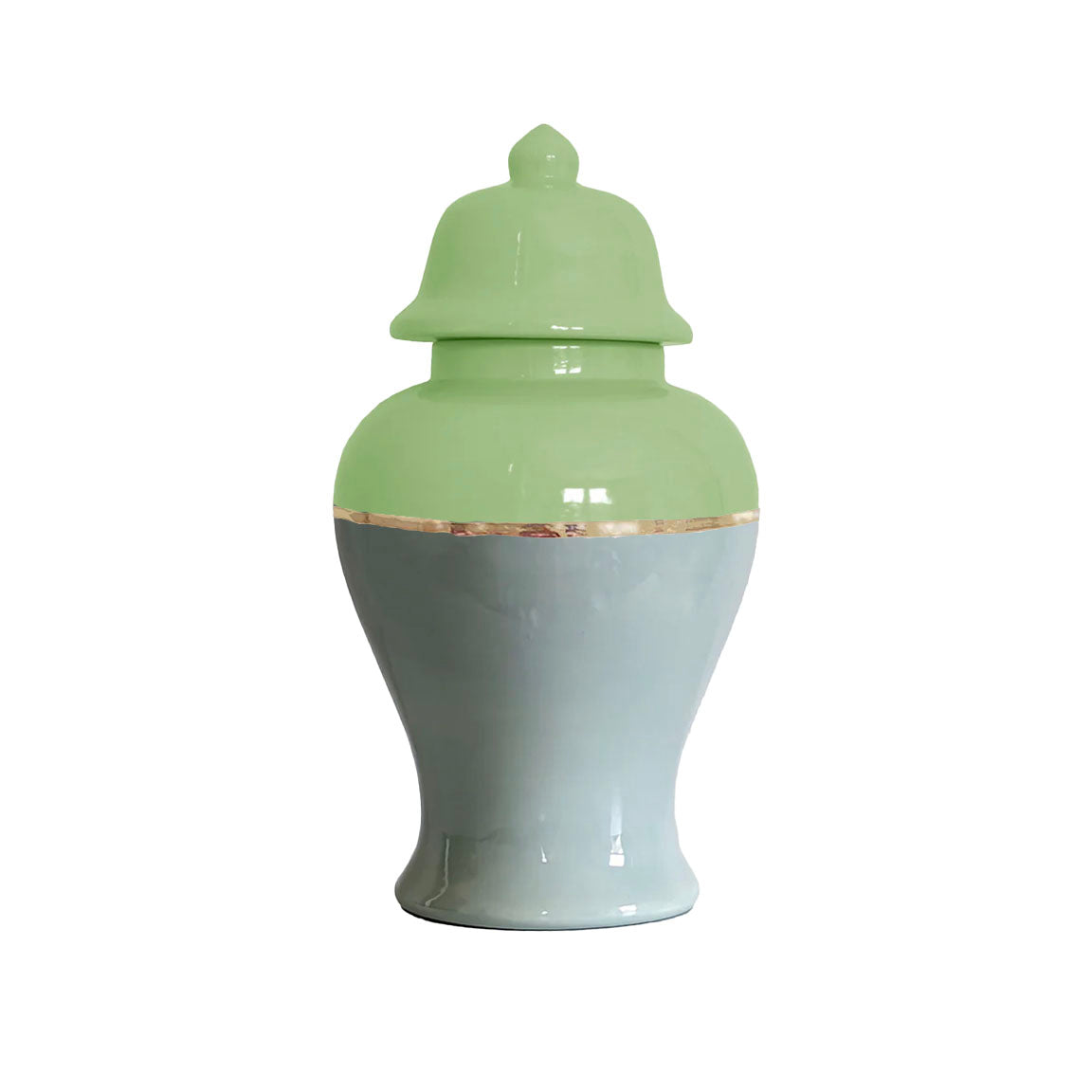 Two Tone Color Block Ginger Jar- The Greens