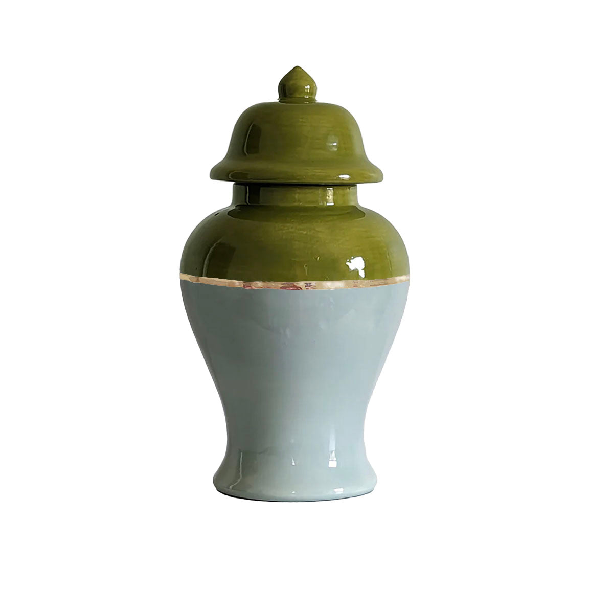 Two Tone Color Block Ginger Jar- The Greens