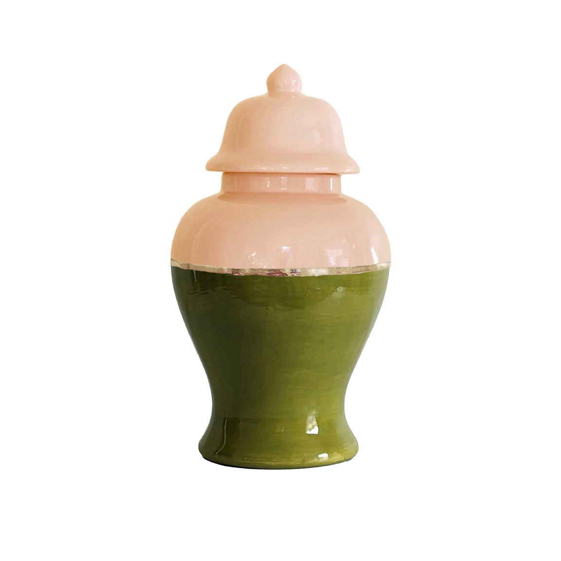 Two Tone Color Block Ginger Jar- The Greens