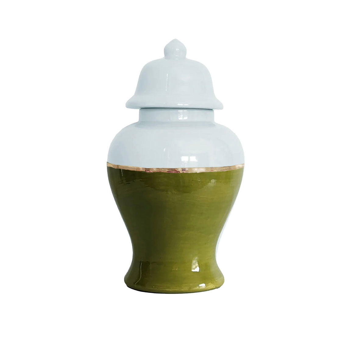 Two Tone Color Block Ginger Jar- The Greens