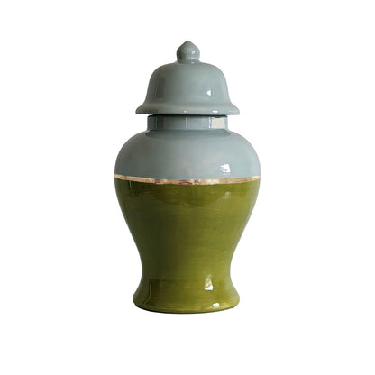 Two Tone Color Block Ginger Jar- The Greens