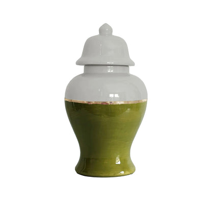 Two Tone Color Block Ginger Jar- The Greens