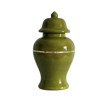 Two Tone Color Block Ginger Jar- The Greens