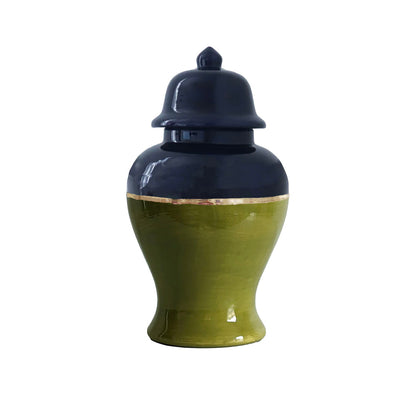 Two Tone Color Block Ginger Jar- The Greens