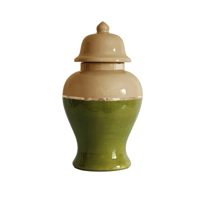 Two Tone Color Block Ginger Jar- The Greens