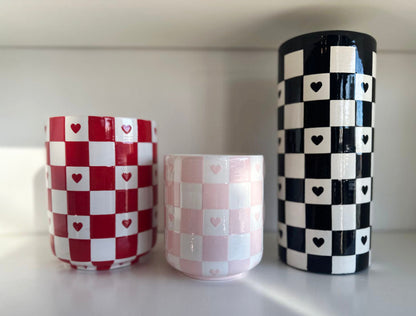 Checkered Heart Column Vase