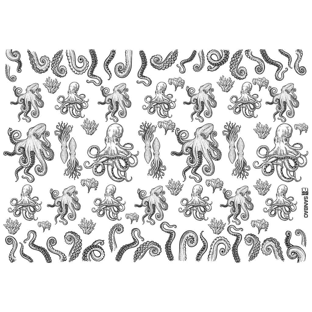 Octopus Underglaze Transfer