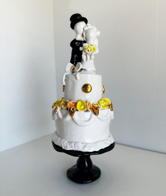 Ceramic Wedding Cake with Orange and Yellow Flowers | Jessica Walker