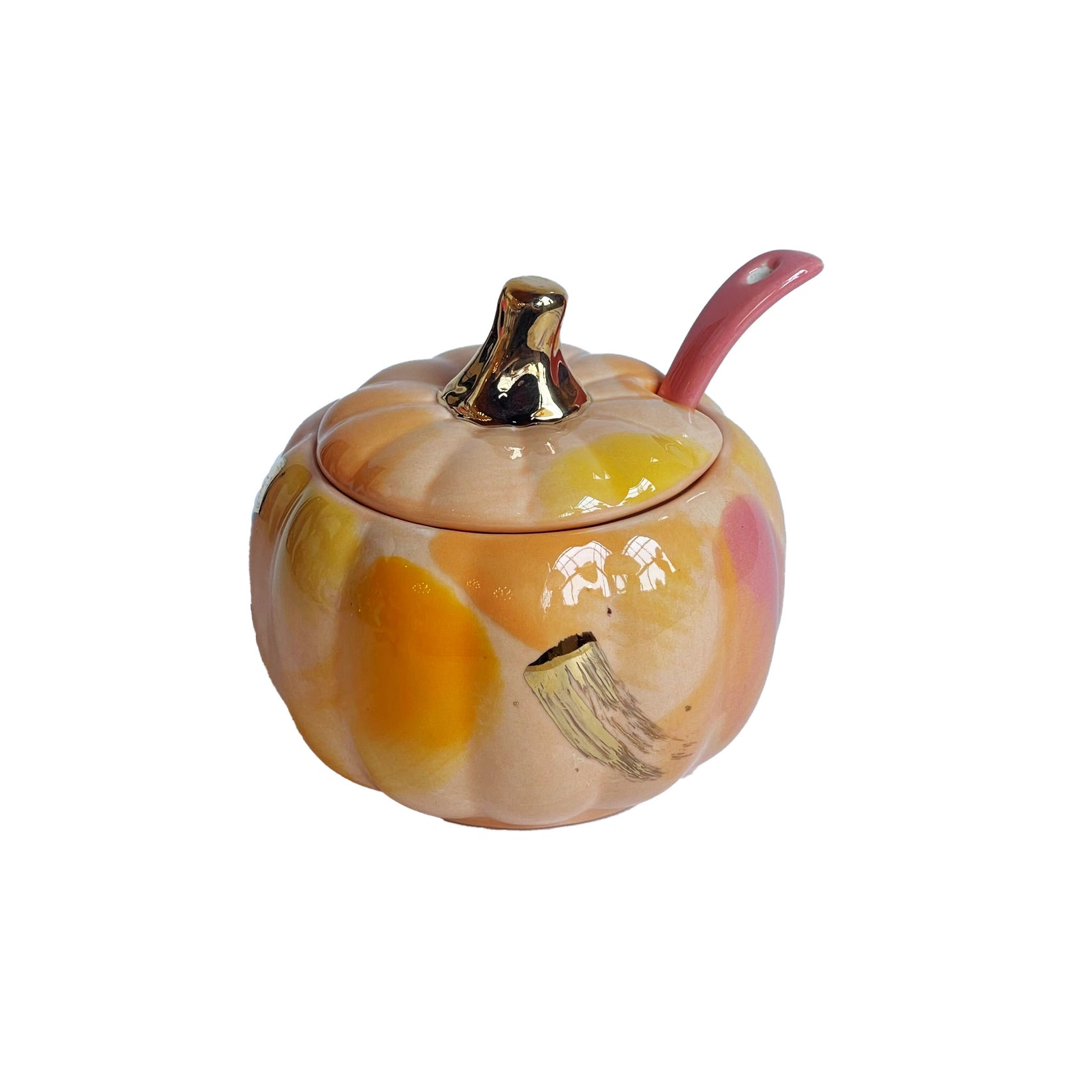Pumpkin Sugar Pot, Spoon, and Creamer – Ruby Clay Company